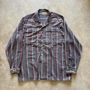 Vintage New Moves 80s Western Flannel Earth Tone Button Up Striped Faded Shirt